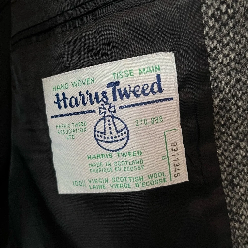 STUNNING Oversized Vintage HARRIS TWEED Boyfriend Wool Coat Jacket Blazer - Picture 12 of 15